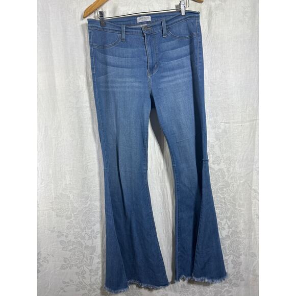 Judy Blue Jeans 15 32 Flare Bell Bottoms Raw Hem Stretch Made in USA - Picture 1 of 15